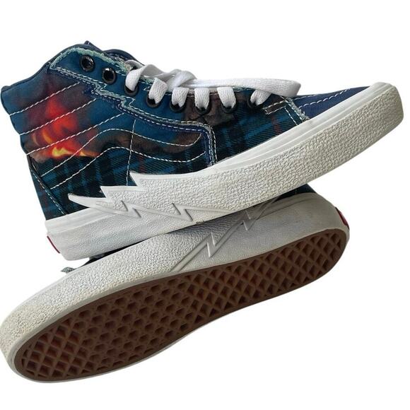 Vans SK8 Hi Bolt Big Reveal Sneakers Navy Flames Woman Sz 5 Skater versatile - Picture 7 of 16